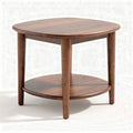 Round wooden side table with lower shelf 60 x 60 x 50cm in walnut finish