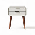 Modern nightstand with two drawers in white and walnut finish 50 x 40 x 60cm