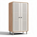 Cabinet with two doors and slatted design made of wood and metal 80 x 40 x 150cm