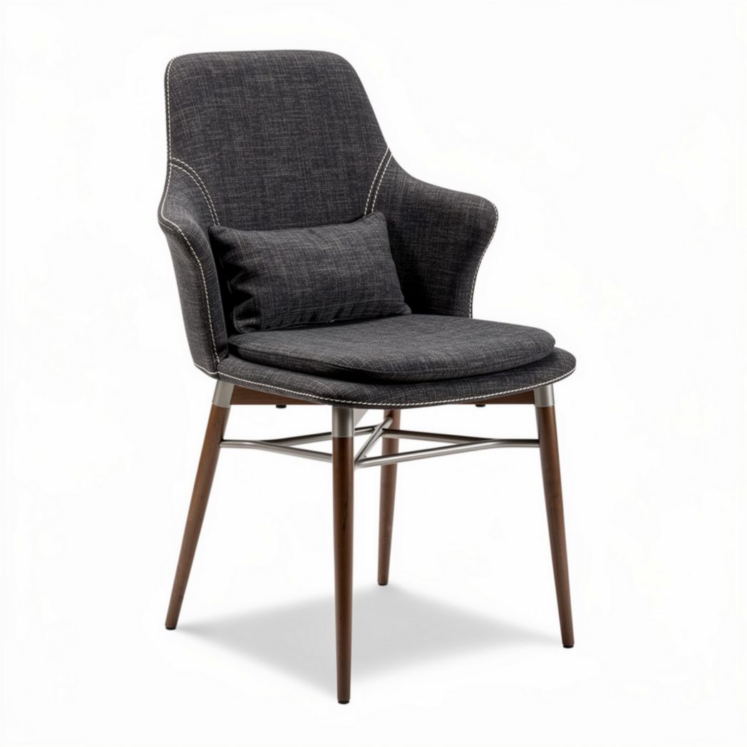 Fabric dining chair with removable cushion and wood legs 45 x 55 x 90cm