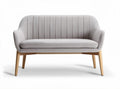 Fabric loveseat sofa with wooden legs in light grey color 150 x 75 x 80cm