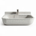 Terrazzo sink with integrated faucet for bathroom installation 60 x 40 x 15cm