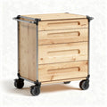 Wooden storage cart with three drawers and rolling wheels 40 x 40 x 60cm