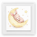 Baby bunny sleeping on moon watercolor wall art 15 x 15 x 1cm