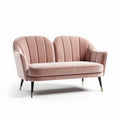 Pink velvet two-seater sofa with mid-century modern design 140 x 75 x 80cm