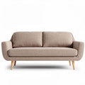 Modern two-seater sofa in beige fabric with tapered wooden legs 180 x 80 x 85cm